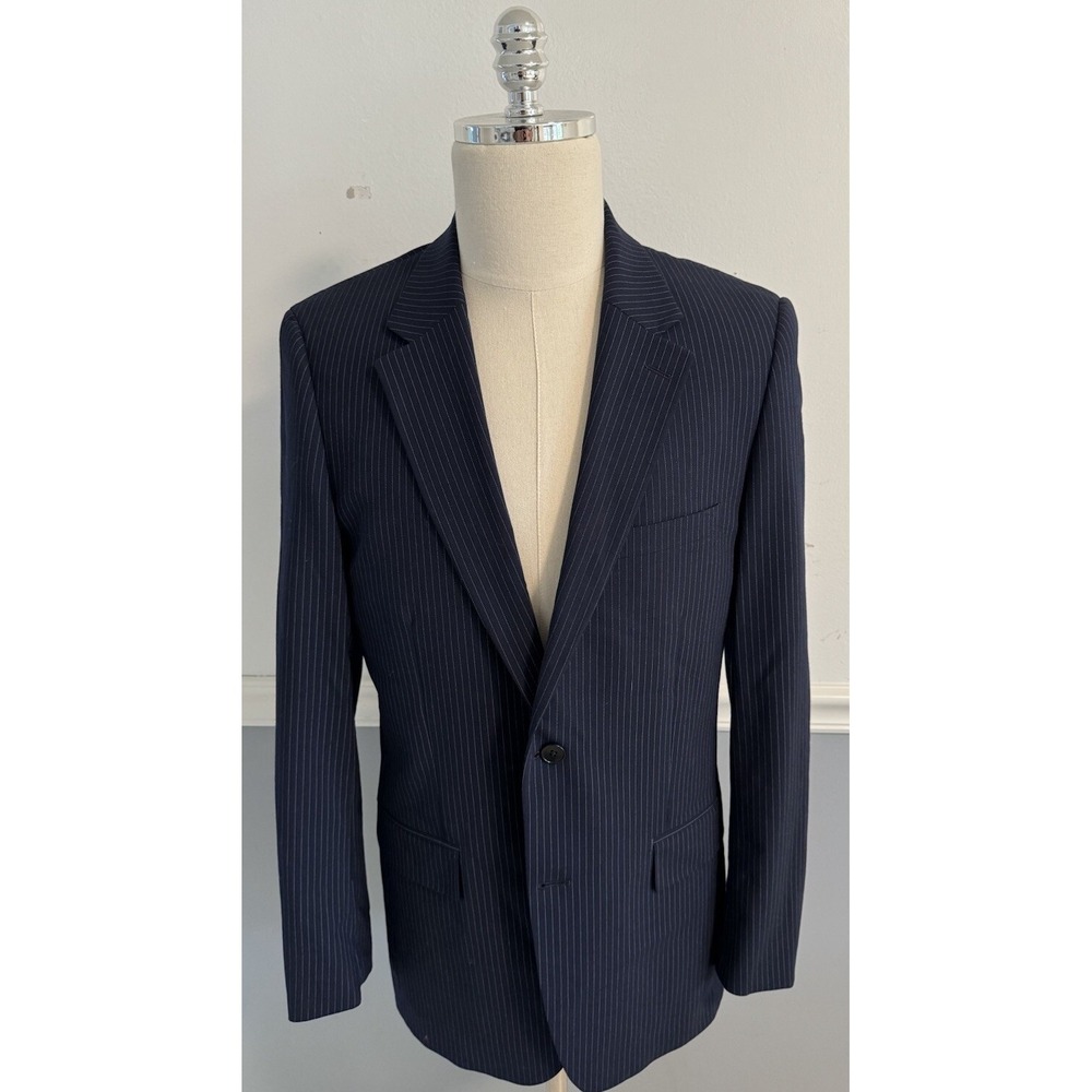 Theory Mens 40R Sport Coat Blue‎ Pinstripe Suit Jacket Blazer Two Button Single